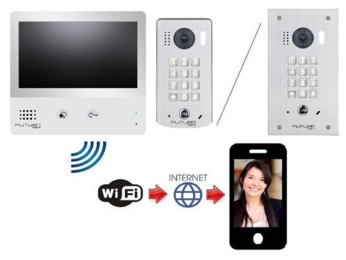 Színes WIFI-s videó kaputelefon szett 7 col, mechanikus kódzárral. FUTURA VDK-47171/MK