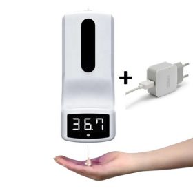 2 az 1-ben automata testhőmérséklet mérő (infra hőmérő), és fertőtlenítő adagoló. K9 alap   2 az 1-ben automata testhőmérséklet mérő (infra hőmérő), és fertőtlenítő adagoló. K9 alap