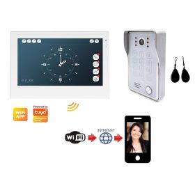   WiFi-s AHD 7 col IPS érintőképernyős IP kaputelefon SZETT. Kódzár és kártya. FlexiDoor. FS-703P214AW