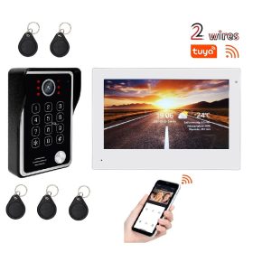  WiFi-s 7 colos 2 VEZETÉKES érintőképernyős kaputelefon SZETT. Kódzár és kártyaolvasó. FlexiDoor. FD-703214
