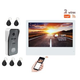   WiFi-s 10 colos 2 VEZETÉKES érintőképernyős kaputelefon SZETT. Kártyaolvasó. FlexiDoor. FD-111208