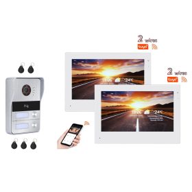   WiFi-s 7 colos, 2 lakásos, 2 VEZETÉKES érintőképernyős kaputelefon SZETT. Kártyaolvasó. FlexiDoor. FD-703223-2