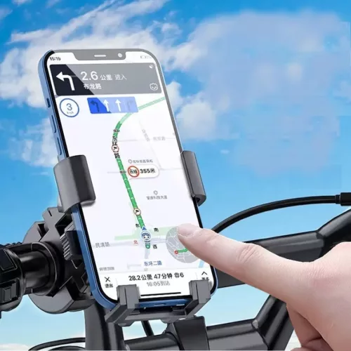 Kerékpáros/motorkerékpáros mobiltelefon tartó, kormányra rögzíthető. TB2418