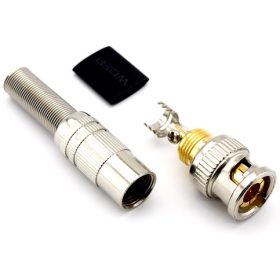 RG-6 koax kábelre csavarozható vagy forrasztható BNC dugó.   RG-6 koax kábelre csavarozható vagy forrasztható BNC dugó.