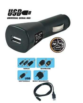 Autós és USB-s mobiltelefon-töltő. SA 021