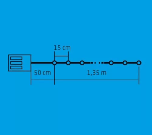 Micro LED-es golyó fényfüzérköteg 1,35 m, ELEMES. MLB 10/WH