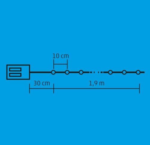 Micro LED-es kristály fényfüzérköteg 1,9 m, ELEMES. ML 21/WW