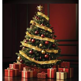    LED-es szalag mintákkal, arany, 8 funkció, 100 db meleg fehér LED, 10 m, elemes. RLS10WW