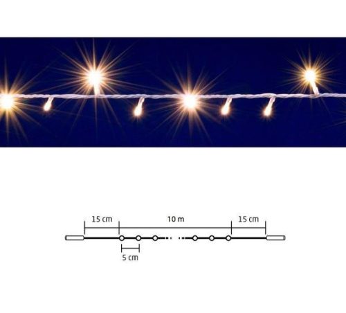 LED-es SOROLHATÓ (toldható) fényfüzér, 10 m, IP44. DLI 200/WW