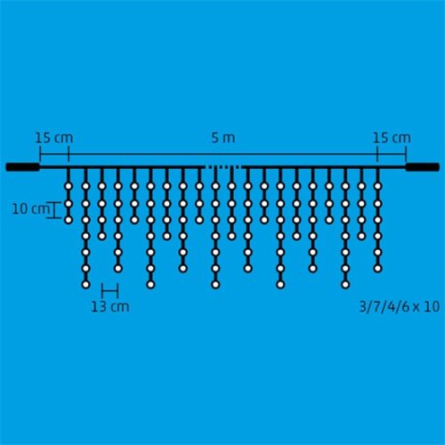 LED-es SOROLHATÓ (toldható) SZIPORKÁZÓ JÉGCSAP fényfüggöny, 5 m, IP44. DLFJ 200F/WW