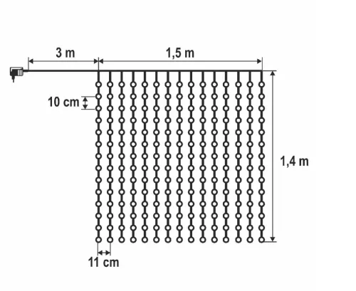DOT LED-es fényfüggöny 1,5 x 1,4 m. KIN210DWH