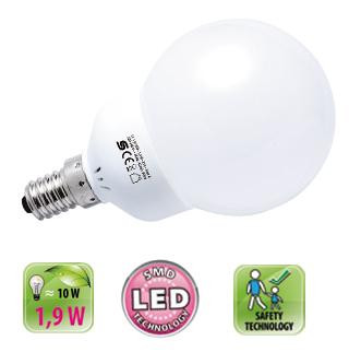 HOME E14 1,9 W LED izzó meleg fehér. Globe