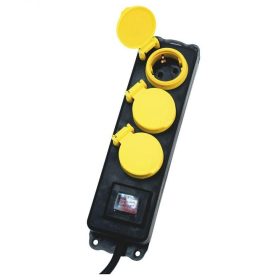   Kültéri elosztó 3 aljzattal, kapcsolóval, 5 m kábellel. NVO 03K-5/BK/1,5