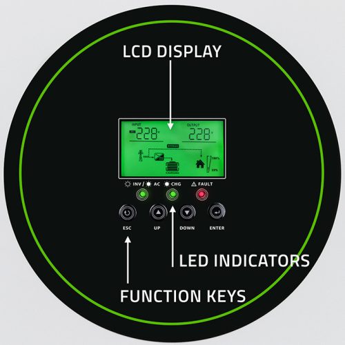 1,5 kW Off grid hybrid szolár inverter. MPPT, 12 V. 100 A, Tiszta szinusz. 53863
