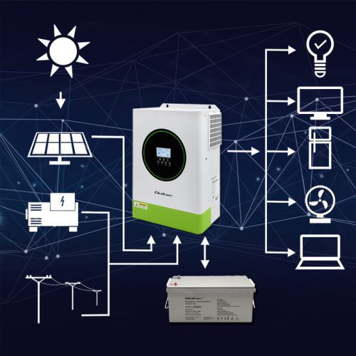 6,2 kW Off grid hybrid szolár inverter. MPPT, BMS. 48 V. 120 A, Tiszta szinusz. 53866