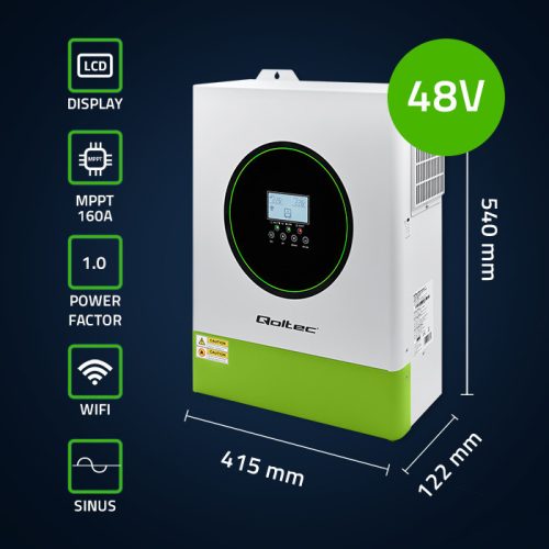 11 kW Off grid hybrid szolár inverter. MPPT, BMS. 48 V. 160 A, Tiszta szinusz. 53862