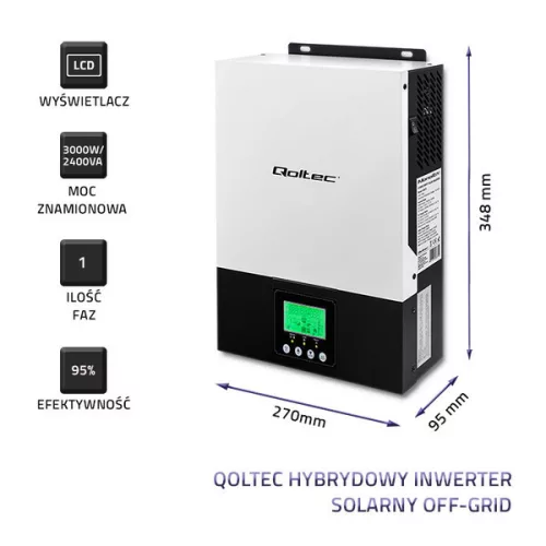 Tiszta szinusz Off grid hybrid inverter 2,4 kW. MPPT, 24 V. 80 A. 53876