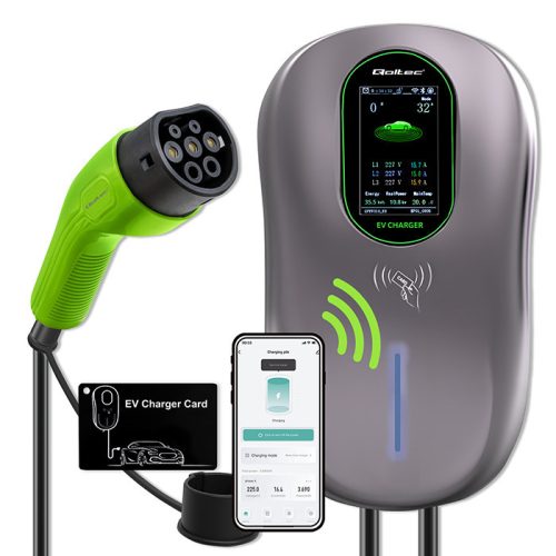 3 fázisú, állítható áramú (16- 32 A), 22 kW, Type 2 EV (elektromos autó)  töltő, 5 m. WiFi, RFID. 52430