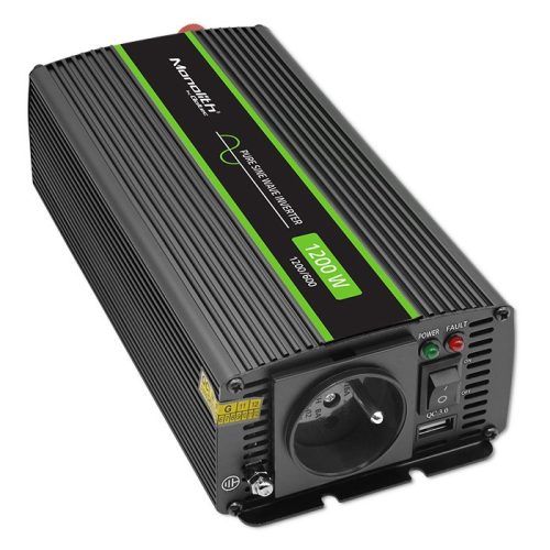 Inverter, tiszta szinuszos, 12 V/230 V, 600 W/1 200 W. 51933