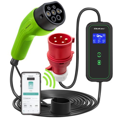 Állítható áramú (16 - 32 A), 7 kW, időzíthető Type 2 EV (elektromos autó)  töltő, 5 m. WiFi.  52477