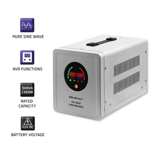 Szünetmentes tápegység (UPS) és inverter, FŰTÉSHEZ is. 500 VA, 12/230 V, állandó fázis. Tiszta szinusz. 50716