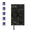  UPS szünetmentes tápegység, Online, Tiszta szinusz. 1 kVA / 800 W | LCD.  53042 Qoltec