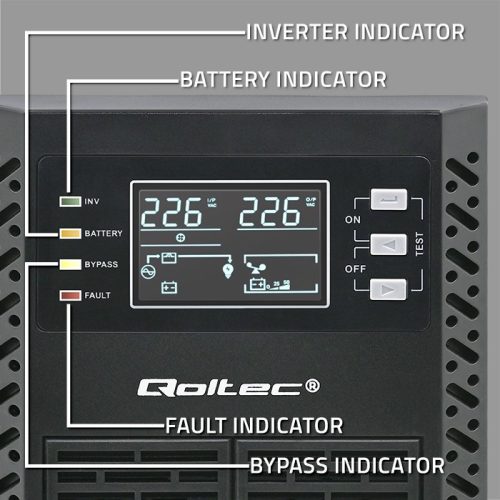  UPS szünetmentes tápegység, Online, Tiszta szinusz. 1 kVA / 1000 W | LCD.  52280 Qoltec