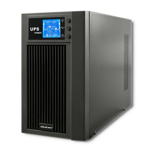  UPS szünetmentes tápegység, Online, Tiszta szinusz. 3 kVA / 2 400 W | LCD.  53043 Qoltec