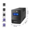 Szünetmentes tápegység (UPS) Line Interactiv, módosított szinusz, 1000 VA / 600 W.  LCD, USB, RJ45. 53980 Qoltec
