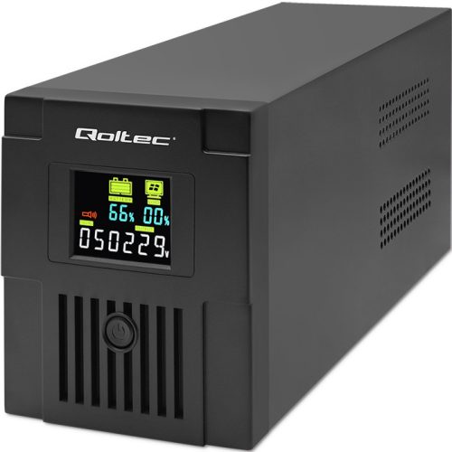 Szünetmentes tápegység (UPS) Line Interactiv, módosított szinusz, 1500 VA / 900 W.  LCD, USB, RJ45. 53770 Qoltec