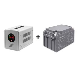   Szünetmentes tápegység (UPS) és inverter, fűtéshez is, 800 VA, 12/230 V, tiszta szinusz. 50720 + Zárt savas akkumulátor, AGM, 12 V, 65 Ah. 53037