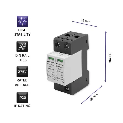 AC túlfeszültség levezető. 2 pólus, (230 V-os hálózathoz) 275 V. 52587