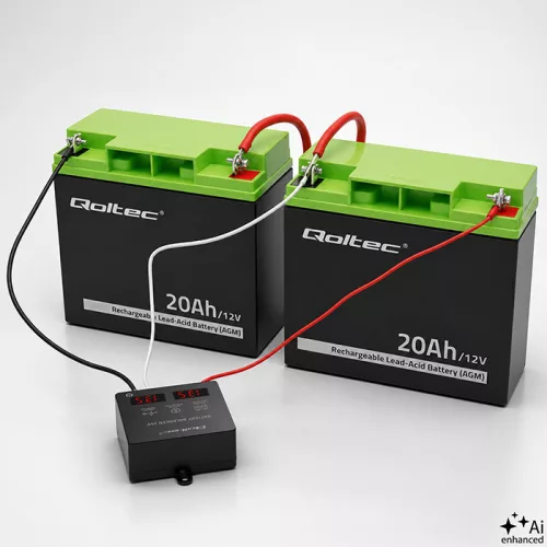 Feszültség kiegyenlítő 24 V-os akkumulátor telephez. LED. 2 x 12 V, 5 A, LiFePO4, AGM, GÉL. 51078