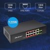 PoE Switch 8 x  RJ45 PoE,  2 x RJ45 Uplink, 1 x SFP,  120 W, 1000 Mb/s. 52297