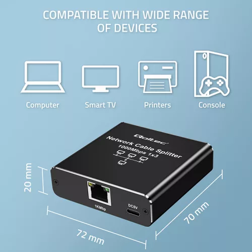 Mini Switch 1 + 3 RJ45,  1000 Mb/s , USB-C , Alumínium. 52294