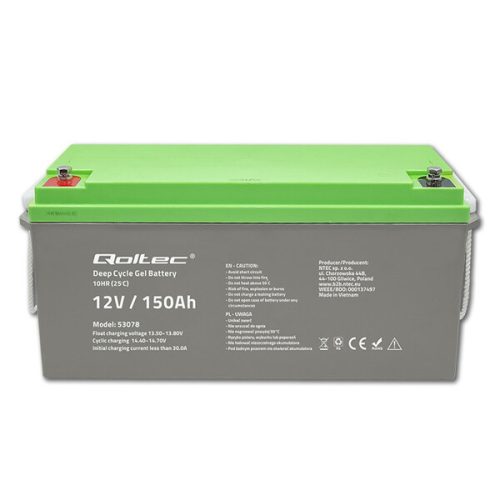 Mélyciklusú akkumulátor 12 V 150 Ah. 53078. Qoltec