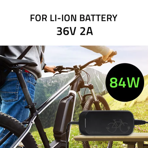 Gyors töltő elektromos kerékpárhoz és rollerhez 36 V / 42 V,  2 A | 5.5*2.5  + tápkábel. 50333