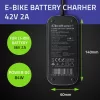 Gyors töltő elektromos kerékpárhoz és rollerhez 36 V / 42 V,  2 A | 8*8*1,6 tüske csatlakozó  + tápkábel. 50334