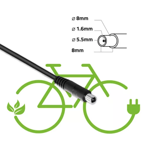 Gyors töltő elektromos kerékpárhoz és rollerhez 36 V / 42 V,  2 A | 8*8*1,6 tüske csatlakozó  + tápkábel. 50334