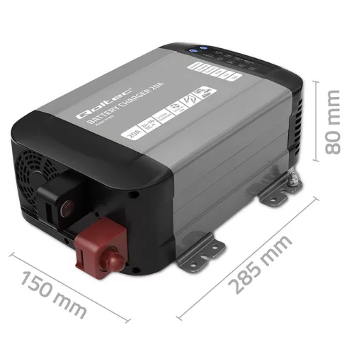Akkumulátor töltő, zselés, folyékony elektrolitos, AGM, GEL, kálcium, LiFePO4, EFB akkumulátorokhoz, 24 V, 20 A. 51953