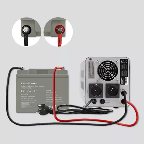 Zárt savas akkumulátor AGM 12 V 45 Ah. 53035. Qoltec