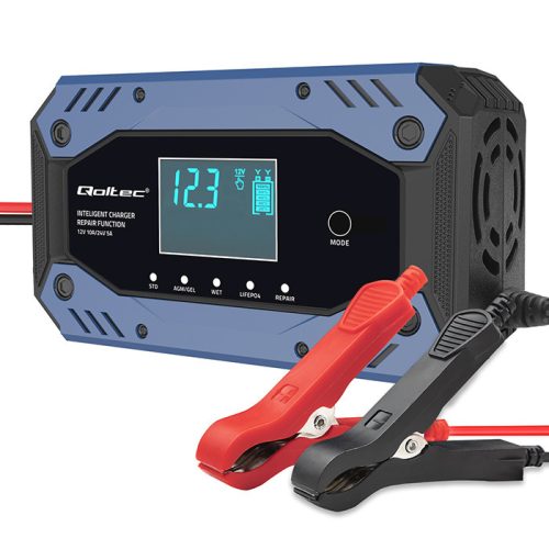 Automata autó akkumulátor töltő, 200 Ah-ig, 12 - 24 V, 10 A. AGM, GEL, LiFePO4. 52482