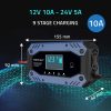 Automata autó akkumulátor töltő, 200 Ah-ig, 12 - 24 V, 10 A. AGM, GEL, LiFePO4. 52482