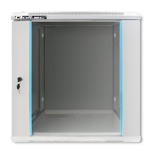 19"-os RACK szekrény, 12U, 600 x 635 x 600. Edzett üveg ajtó. Szürke. 54487