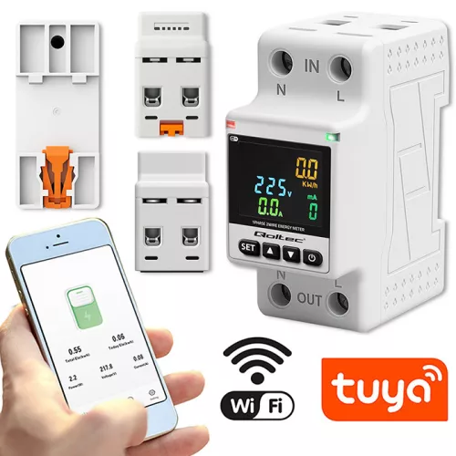 Egyfázisú elektronikus wattmérő (energiafogyasztás mérő). Távvezérlő . Mérési előzmények. Wi-Fi, TUYA , Smart Life. 50981