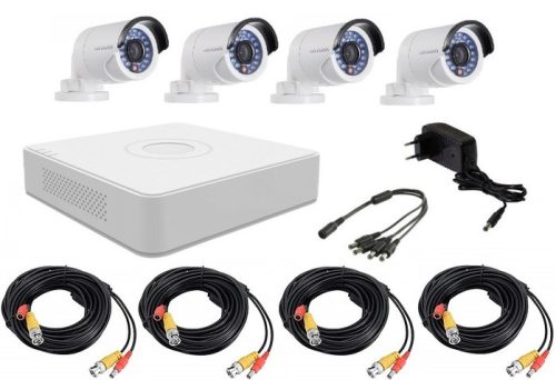 4 csatornás CCTV megfigyelő DVR, 4 db AHD kamerával I/2. DS-7104HGHI-F1 + 4xDS-2CE16D0T-IRPF. HIKVISION