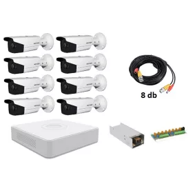  8 csatornás CCTV megfigyelő DVR, 8 db Full HD 2 MP kamerával I. DS-7108HGHI-F1 + 8x DS-2CE16D0T-IT5F. HIKVISION