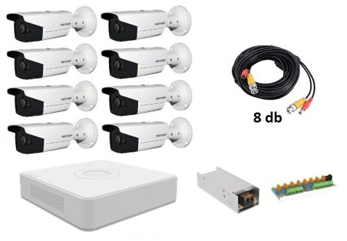 8 csatornás CCTV megfigyelő DVR, 8 db Full HD 2 MP kamerával I. DS-7108HGHI-F1 + 8x DS-2CE16D0T-IT5F. HIKVISION