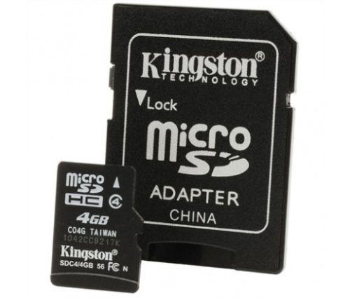 Kingston micro SD kártya, SD adapterrel CL4. 4 GB