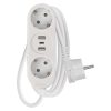 2-es elosztó 1,4 m 3 x 1,5 kábellel. + 2 x USB A + 1 x USB C.  P02214E